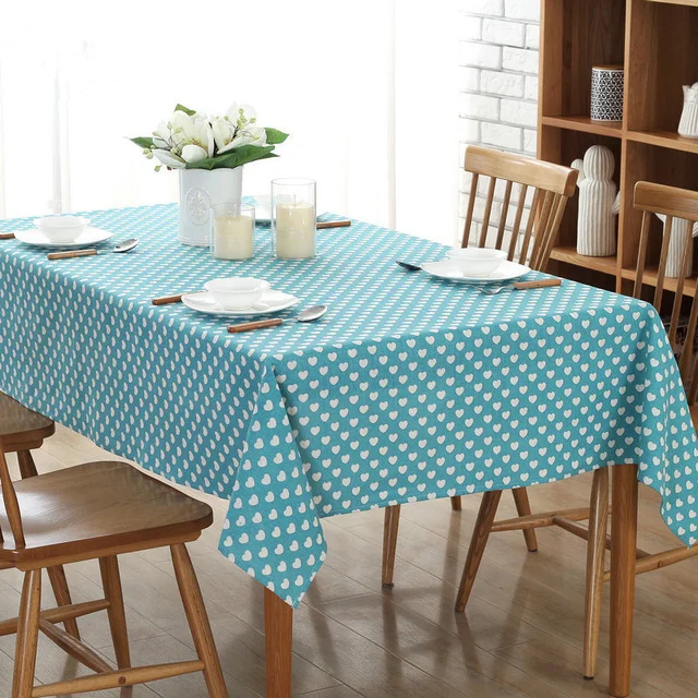 Fashion Modern Love Printing Cotton Linen Table Cloth Dustproof Fashion Modern Love Printing Cotton Linen Table Cloth Dustproof Dinner Tablecloths Blue Pink Red Black