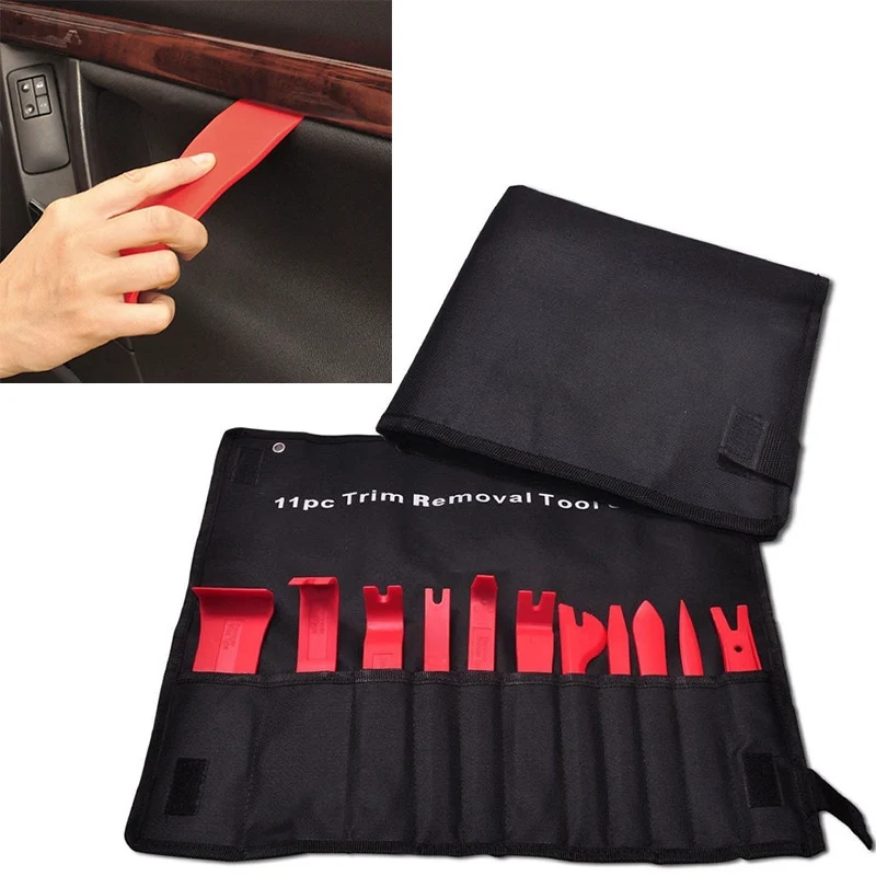 

Mayitr 11PCS Car Plastic Trim Audio Door Panel Open Removal Molding Set Kit Pouch Pry Tool Car Interior Installation Hand Tools