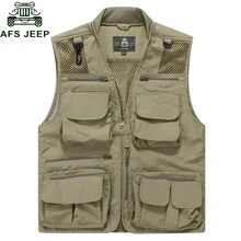 Afs Jeep 2017 Größe M-8XL Sommer Weste Männer Casual Mesh Weste Lose Multi taschen Kragen Mens Arbeits Fotografie Weste männlich
