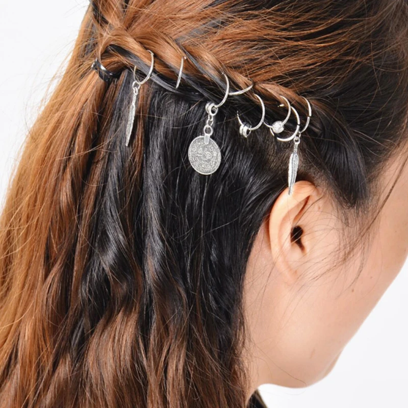 

1 Set Fashion Women Girls Short Braid Dreadlocks Dreadlock Circle Hoop Hairpin Hairgrips Hair Accessories