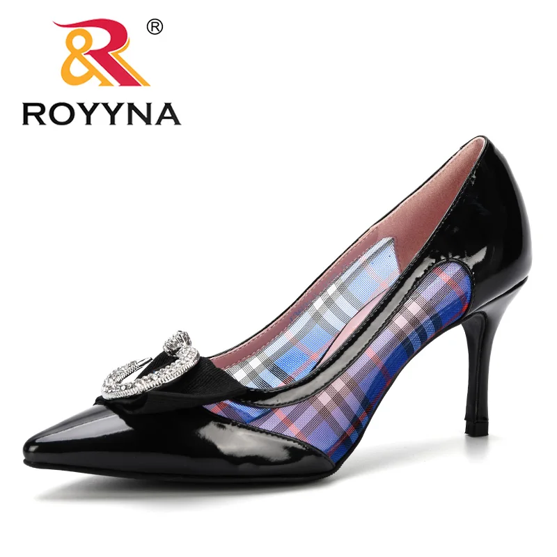 

ROYYNA 2019 Shallow Women Pumps Sexy Side Transparent Mesh Pointed Toe High Heels Shoes Fashion Women's Wedding Shoes Trendy