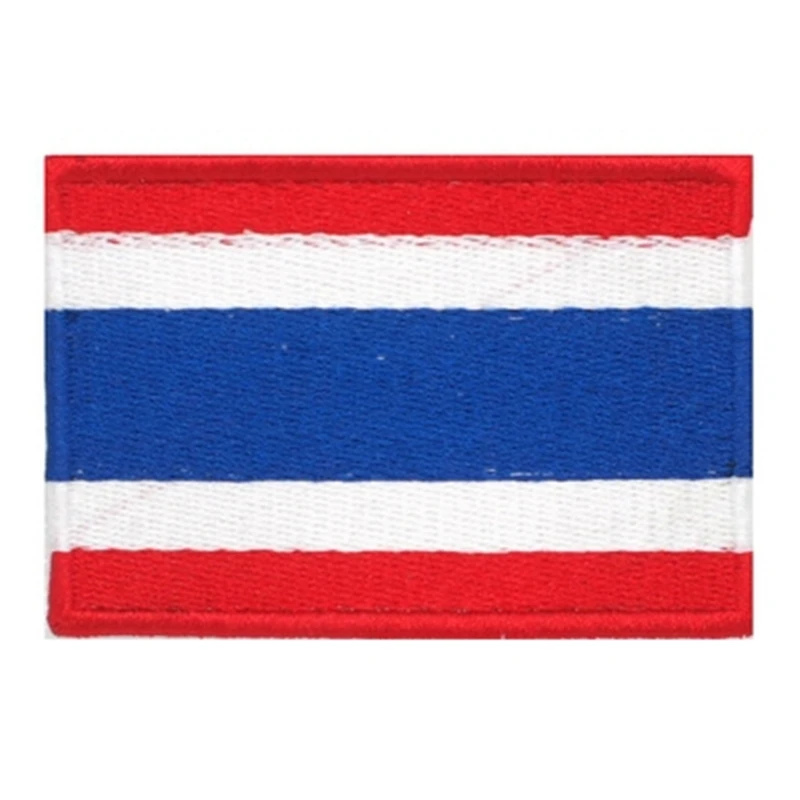 

1PCS Full Embroidery Thailand flag patches Backpack Bag Jacket Armband Badge Hook and Loop Double Side 7.5cm * 5 cm