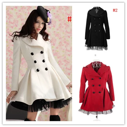 2015Fashion Winter Women Coat Long White Women's Trench Coats Skirt
