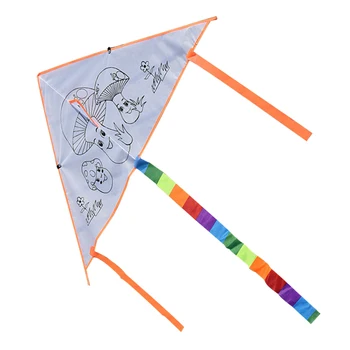 

Baby Kite Toy DIY Child Outdoor Fun Sports Kite Toy Coloring Kites White Triangular Kite with 30M Line