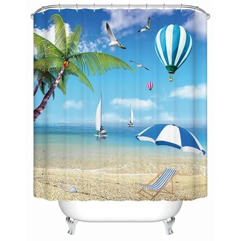1800x1800mm Customized blue ocean bathroom shower curtain waterproof thickening mold seagull curtain partition curtain curtain