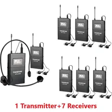 Беспроводная туристическая система Takstar WTG500 UHF, дальний Рабочий диапазон до 100 м, 1 передатчик+ 7 приемников+ микрофон+ 7 наушников