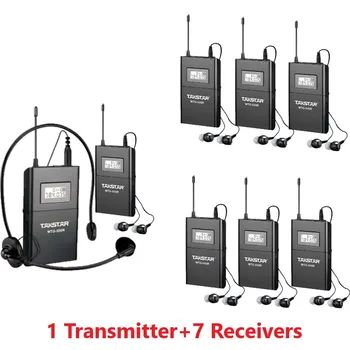 

Takstar WTG500 UHF Wireless Tour Guide System Long operating range up to 100M 1 Transmitter + 7 Receivers + MIC + 7 earphones