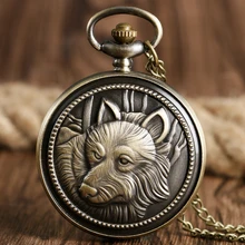 Bronze Antique Wolf Design Quartz Pocket Watch Men's Bronze Pendant Gift with Necklace Relogio De Bolso Bronze Antique Wolf Design Quartz Pocket Watch Men's Bronze Pendant Gift with Necklace Relogio De Bolso