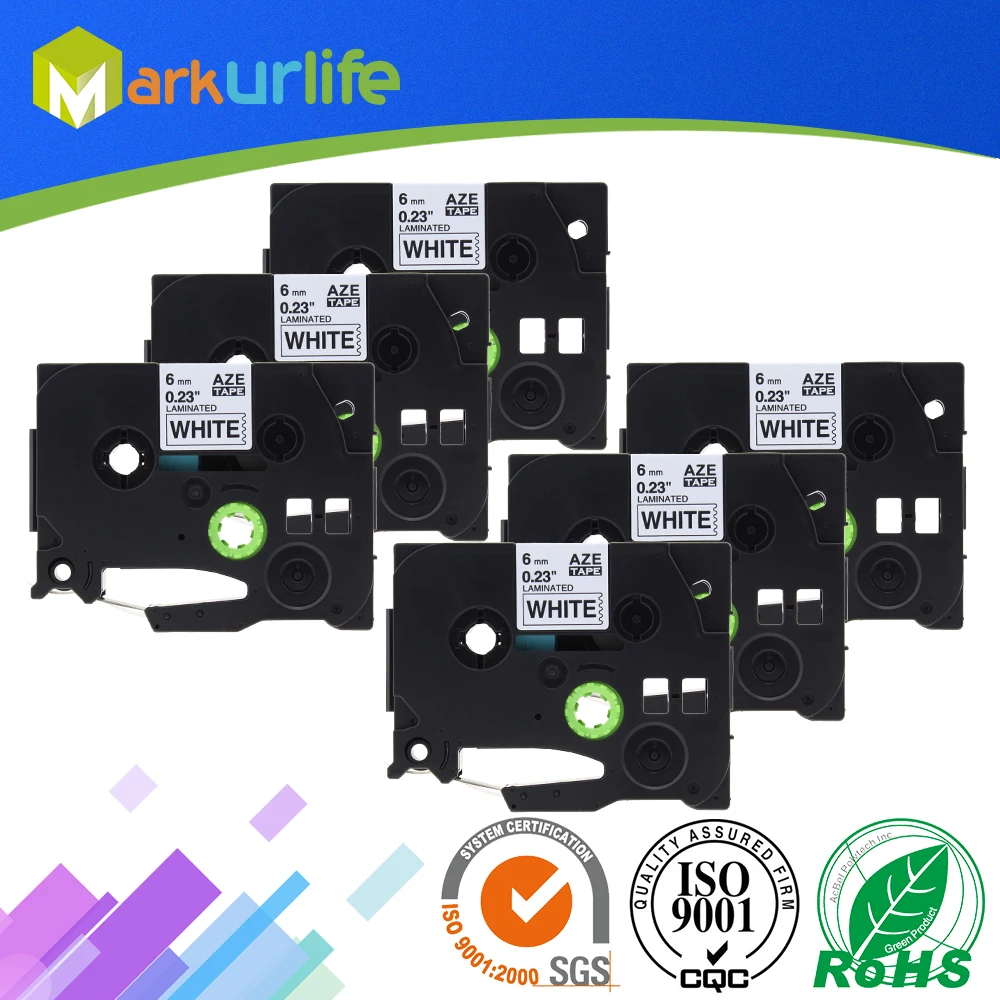 6 Packs Laminated Tape TZE211 Tze211 TZe 211 Compatible for Brother P ...