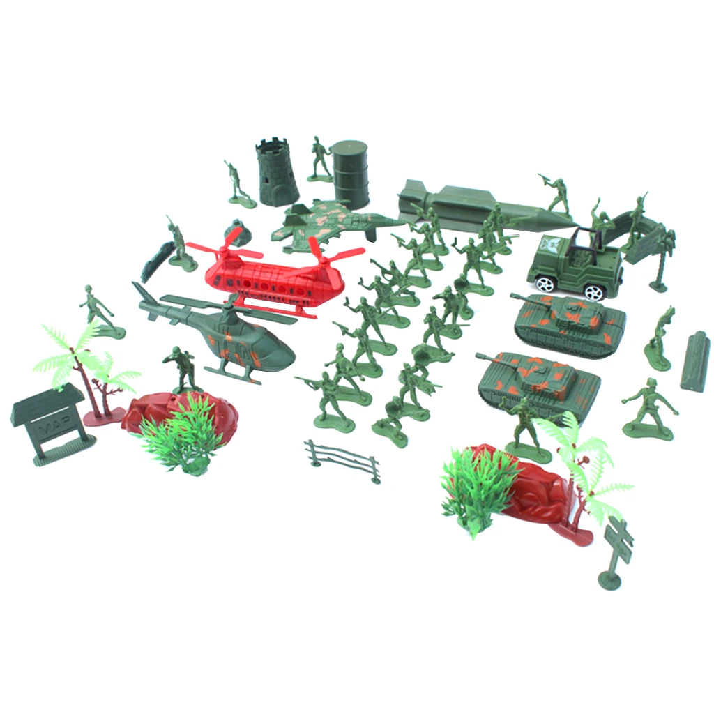 52Pcs Plastic Soldier 4cm Army Figures Play Set for Army Sand Scene Model Landscape Children Kids Toys Home Decoration