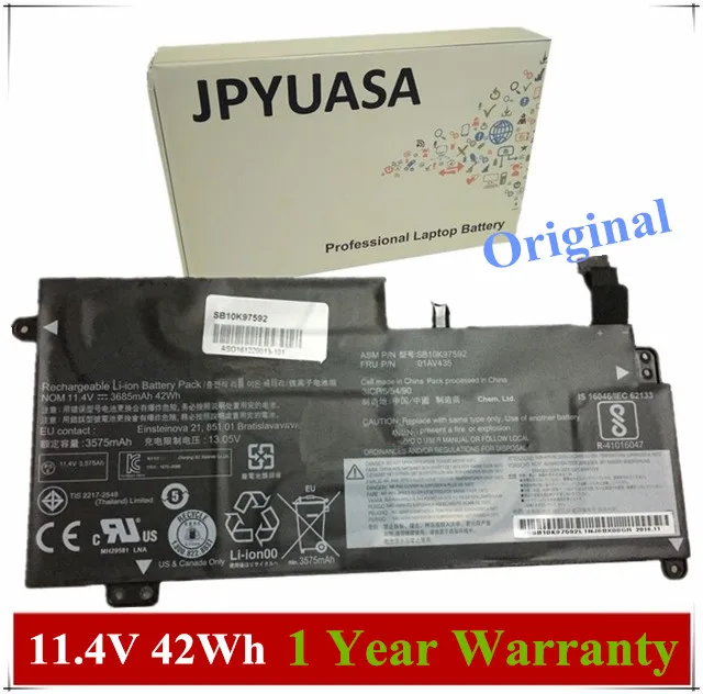 Аккумулятор для ноутбука Lenovo 13 G2 S2 01AV435 SB10K97592 11 4 в 3685 мАч 42 Втч|Аккумуляторы