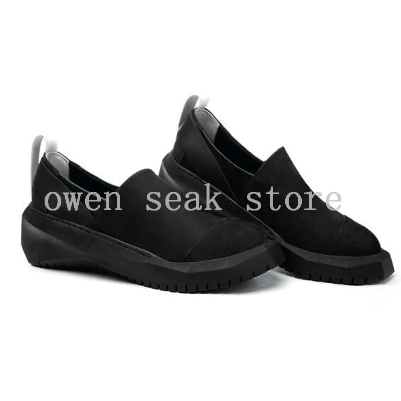 Новинка года; Мужская обувь Owen Seak; ботильоны из натуральной кожи, увеличивающие рост; Роскошные брендовые кроссовки; весенние ботинки; повседневная обувь на плоской подошве; Цвет Черный - Цвет: Черный