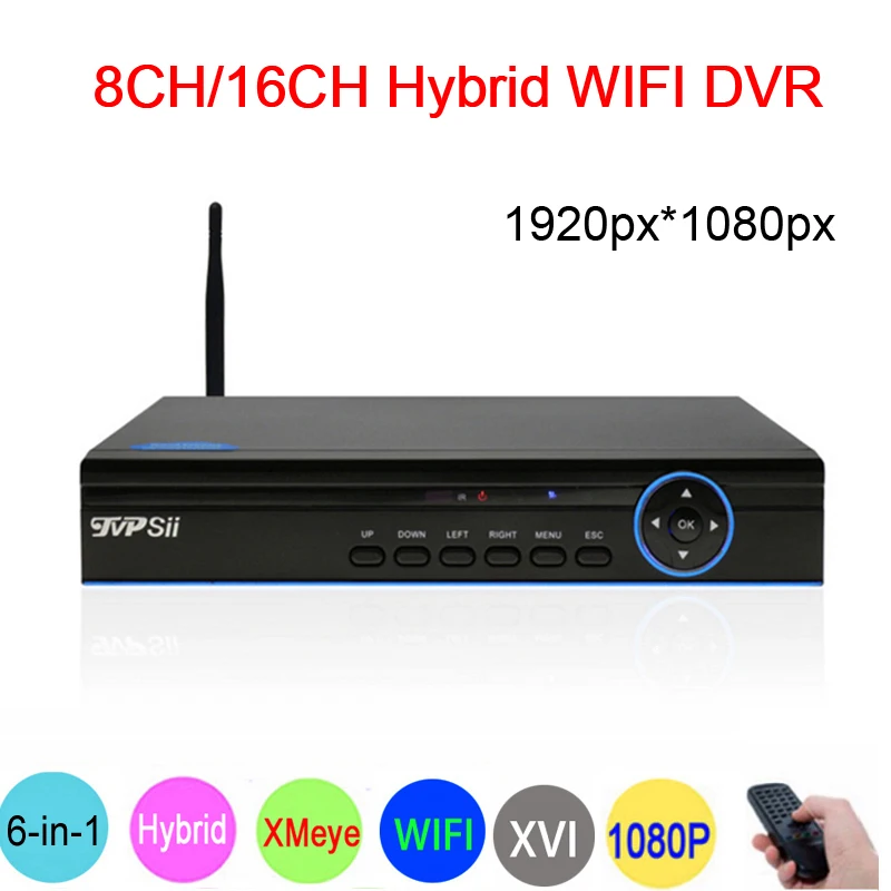 XMeye 1080P Hi3531A Hi3521A Bule панель 16 каналов 16CH/8CH 6 в 1 Wifi гибрид коаксиальный NVR CVI TVi аналоговая камера высокого разрешения, система видеонаблюдения