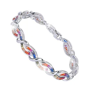 Rainbow Bracelet Браслет Infinity с кубическим цирконием для тенниса для женщин и мужчин, роскошные ювелирные изделия, заполненный серебром Радужный Браслет, изготовленный из стерлингового серебра S925 - Окраска металла: Rainbow Bracelet