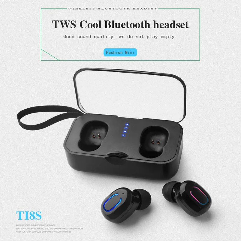 TWS наушники Ti8s Bluetooth вкладыши беспроводные BT 5 0 стереонаушники с микрофоном для