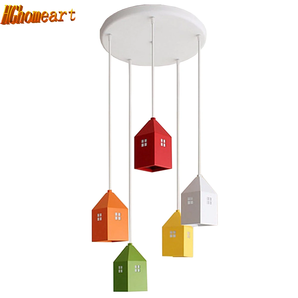 

Hghomeart AC 90-265V kids Creative Mini House Countryside Cartoon Pendant Light For Children's Bedroom Living Room Kindergarten