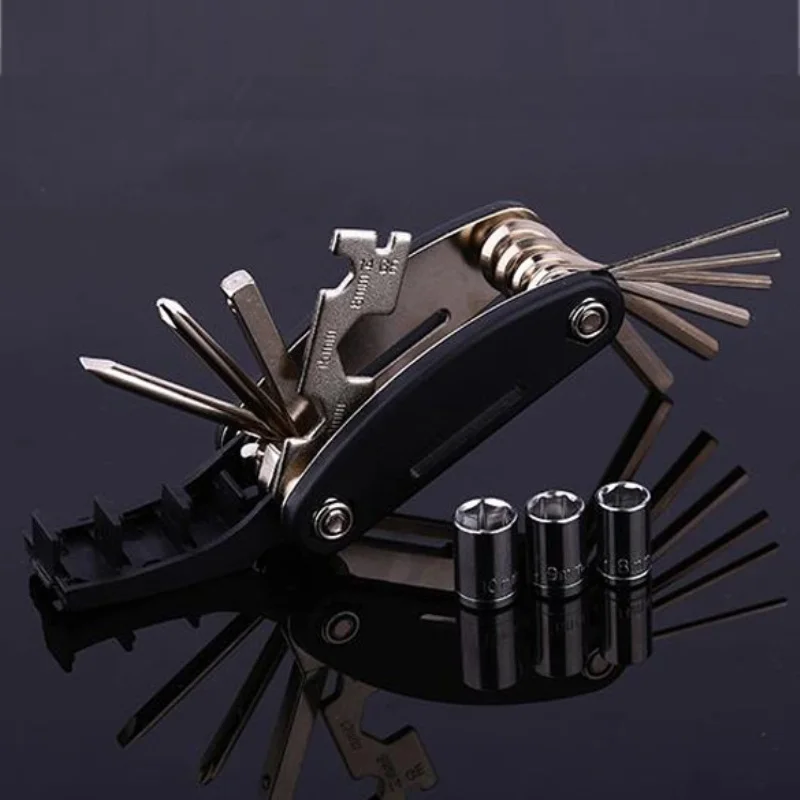 15 in 1 Multi Usage Bike Bicycle Repair Bike Tools Kit Hex Wrench Nut Tire repair Hex Allen Key Screwdriver Socket Extension Rod - Image 4