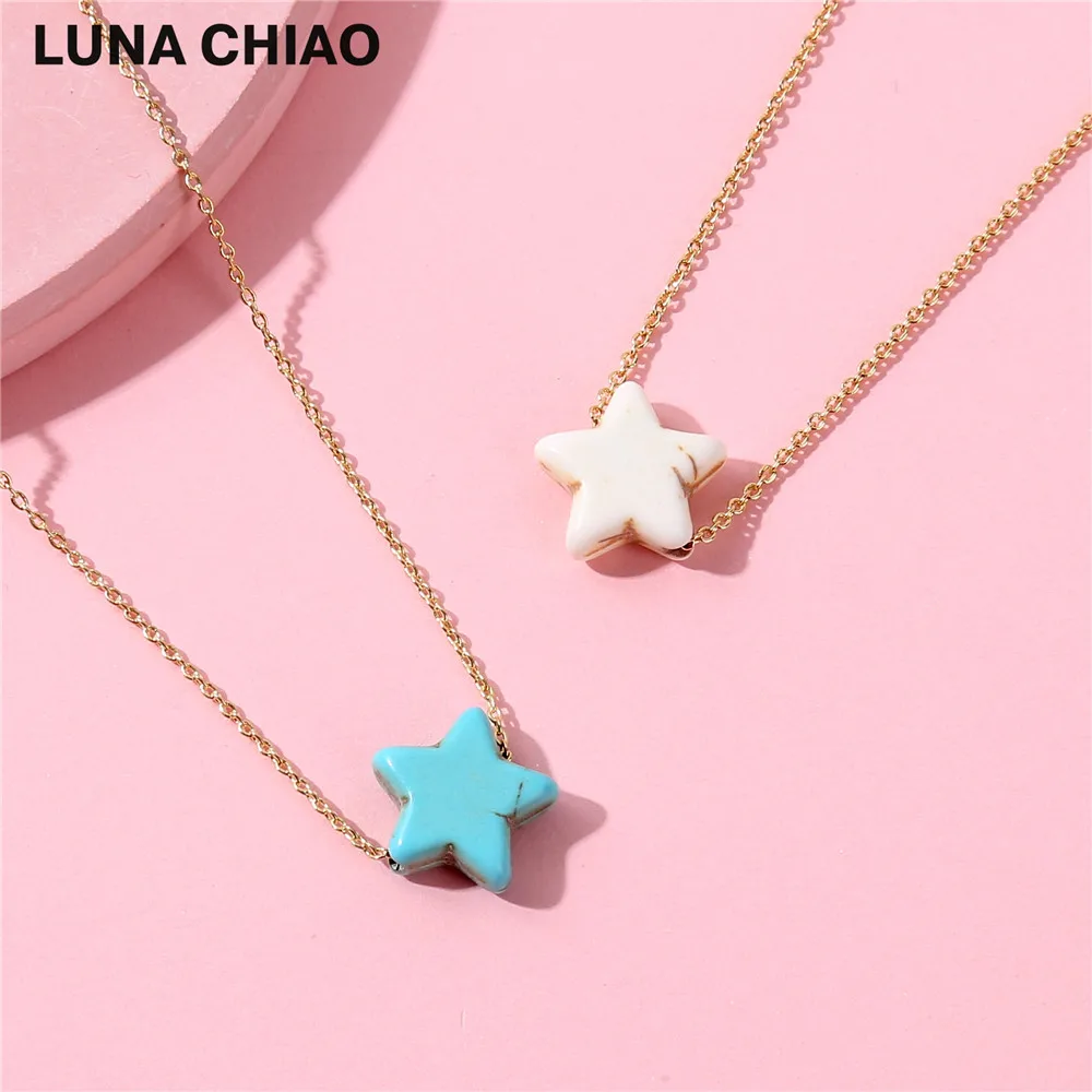 Mini Star Stone Pendant Necklace Women Short Necklace&Pendant