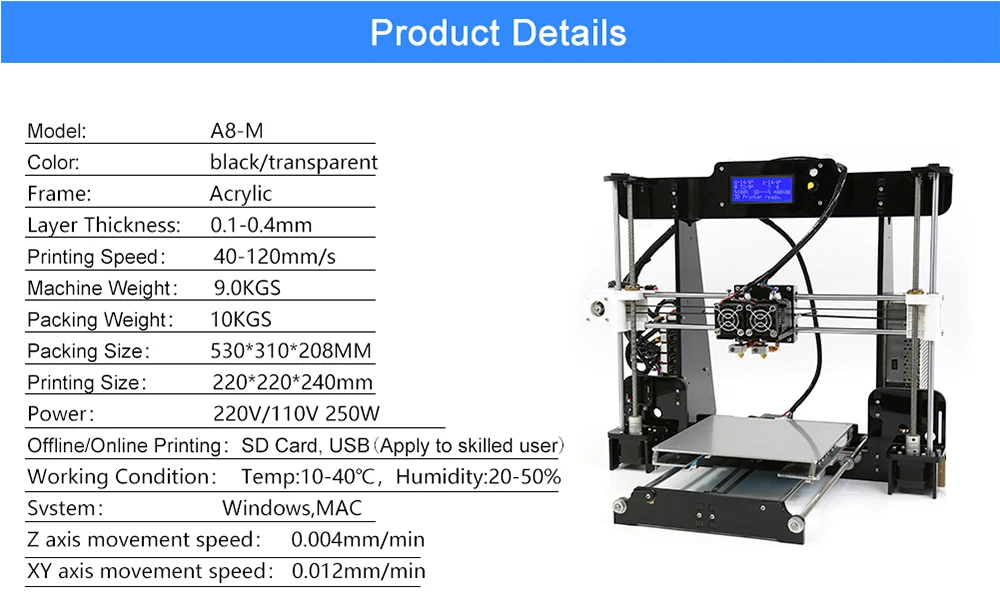 Anet A8M двойной цвет A8 Одноцветный 3d Принтер Комплект двойная Печатающая насадка простая сборка DIY настольный 3d принтер печать Sze 22*22*24 см