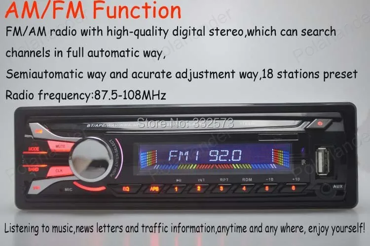 Радио-Кассетный проигрыватель автомобиля Радио bluetooth автомобиля MP3 аудио плеер Bluetooth съемный отдельный передний панель Авторадио, USB SD MMC