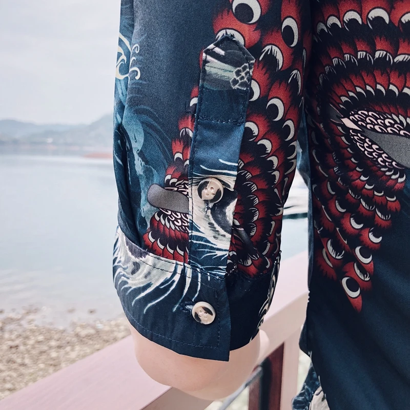 Мужская парикмахер Slim Fit с коротким рукавом Повседневная рубашка Клубная одежда Цветочные Топы