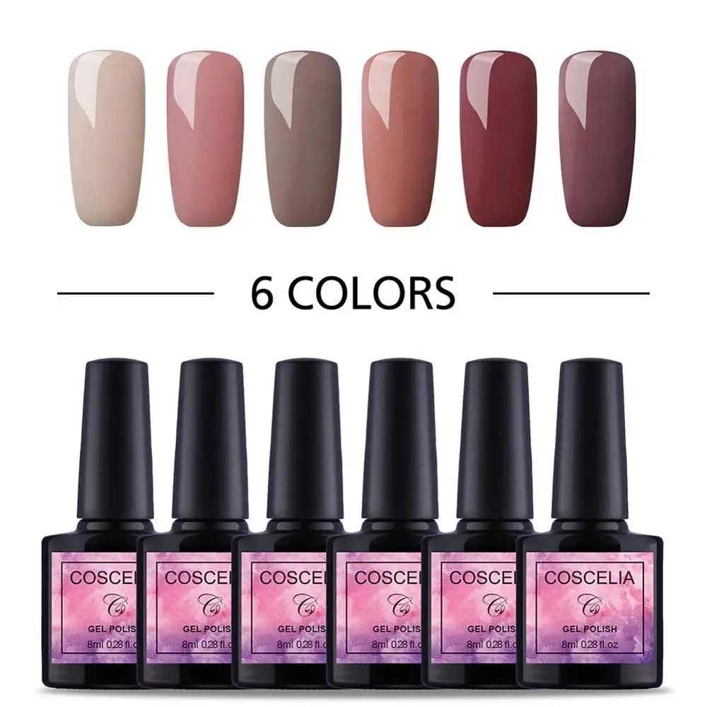 Gel Polish Kit 1 COSCELIA, 6/10 шт, 8 мл, Твердый Цветной Гель-лак для ногтей, долговечный Гель-лак, комплект гель-лака и наборы для ногтей - Color: Gel Polish Kit 1