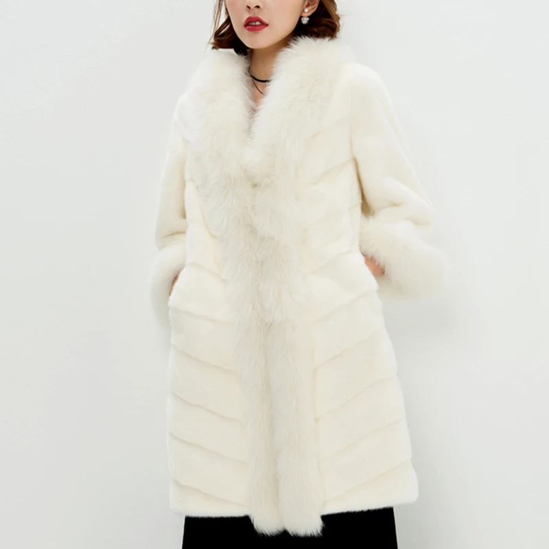 Женская Шуба из меха норки LVCHI повседневная шуба натурального с волнистым