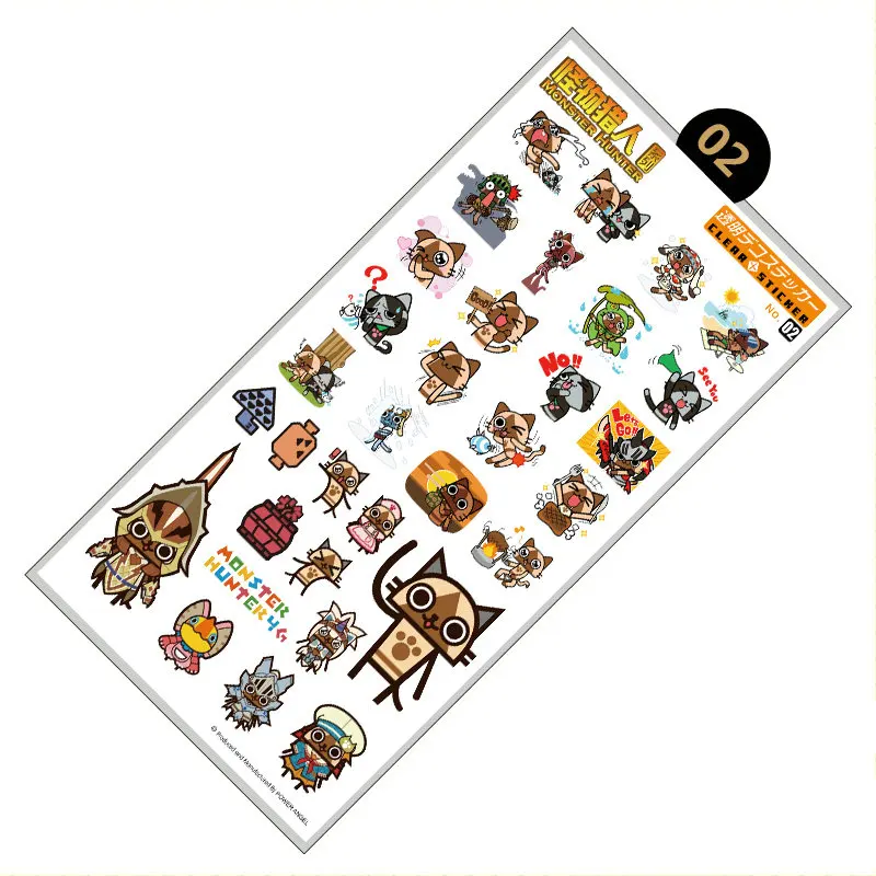 Hot Game Monster Hunter Luxury Stickers For Mobile Phone Laptop Book Plastic Transparent Decal Toy Sticker for Children