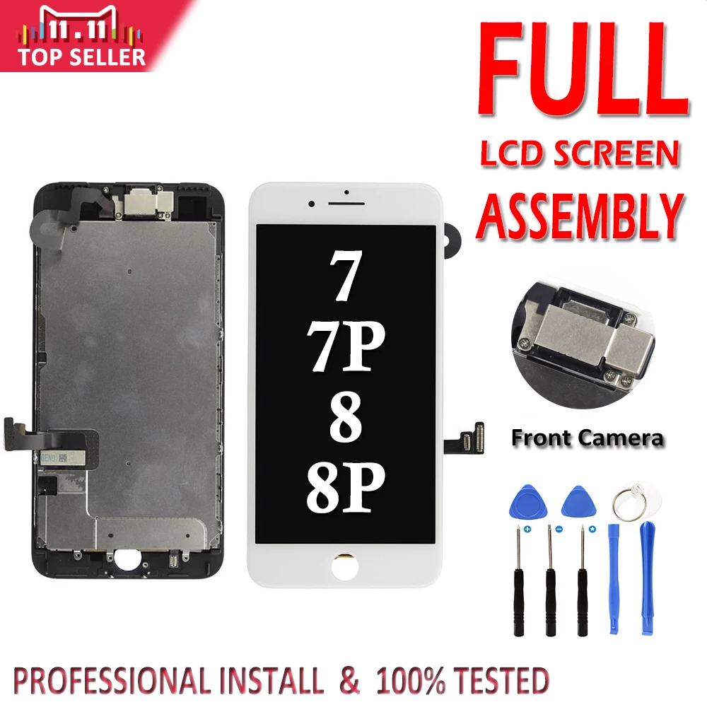 

Full Set Complete LCD for iPhone 7 8 Plus 7G LCD Complete Assembly Display Touch Screen Digitizer Replacement with Front Camera