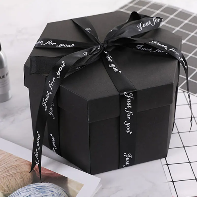 Творческий Suiprise взрыв Подарочная коробка альбом фото карты DIY Фотоальбом коробка для хранения День рождения Юбилей Валентина свадебные - Цвет: black