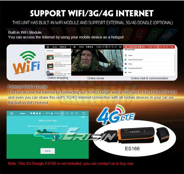 Top Erisin ES7496B 9" Android 8.0 Car DAB+ GPS Navi BT OBD 4G TPMS DTV-IN for BMW 3er E46 Rover75 MG ZT 11