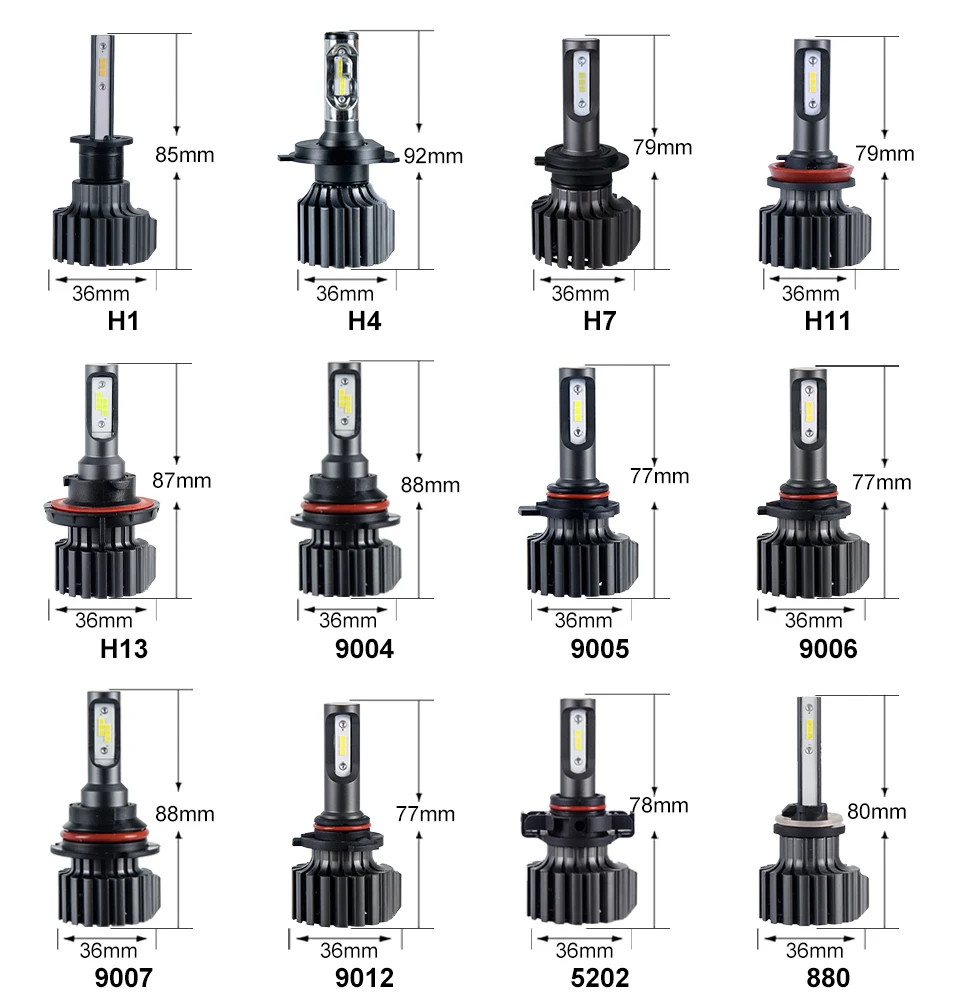 LED H7 H4 H1 HB4 HB3 LED Light Bulbs for Car Headlight LED H11 H3 9012 5202 880 881 D1D2D3D4 Auto Lamp for DIY LEDs Install (1)