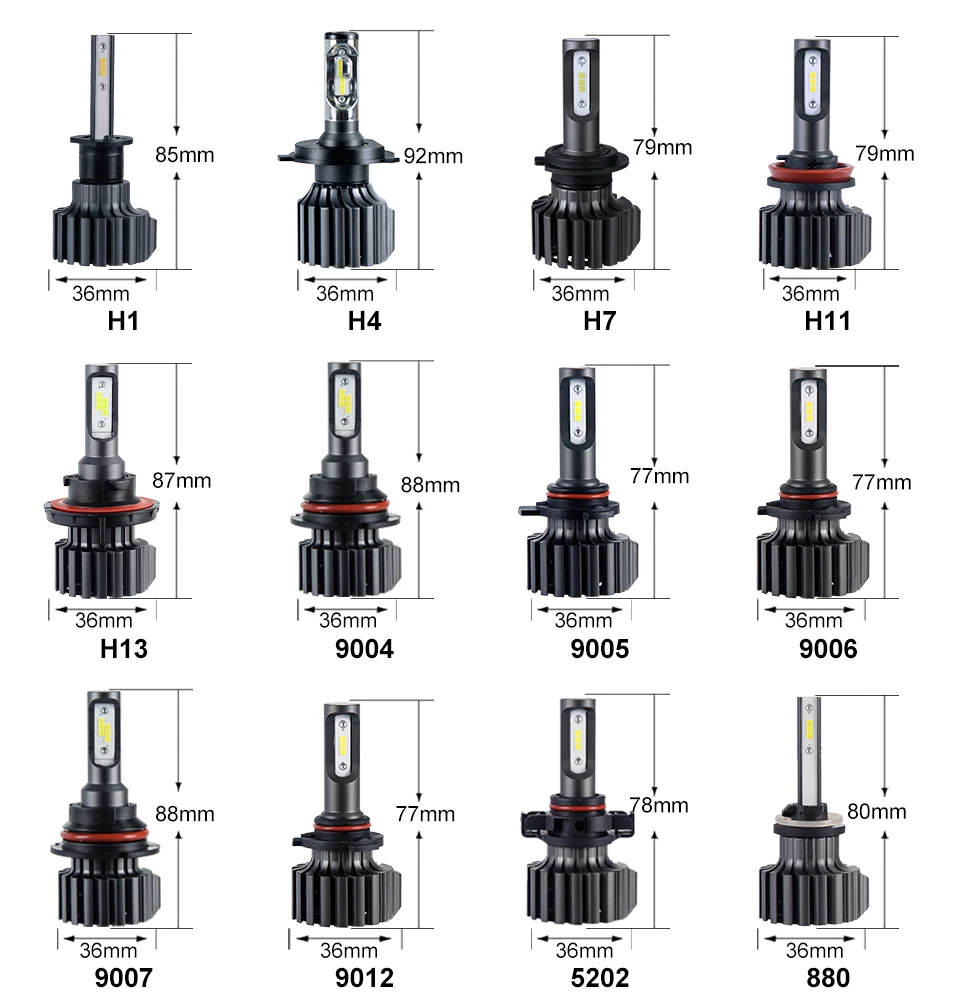 Светодиодный H7 H4 H1 HB4 HB3 светодиодный светильник лампы для автомобилей головной светильник светодиодный H11 H3 9012 5202 880 881 D1D2D3D4 авто лампа для DIY светодиодный s Install