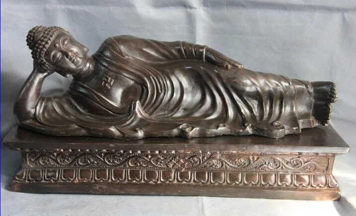 

S0692 10 Tibet Buddhism Temple Copper Bronze Lie down to sleep Sakyamuni Buddha Statue D0318