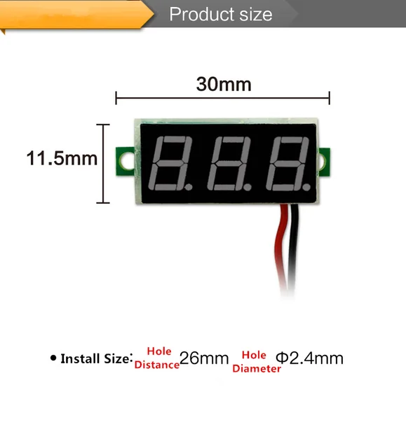 0,28 pulgadas rojo azul Digital Mini pantalla LED módulo DC2.5V-30V DC0-100V del voltímetro del probador de voltaje medidor de contador de Panel de coche de la motocicleta 3