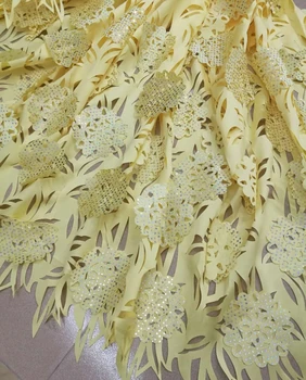 

Hot Sale Beautiful African laser cut Lace Fabric High Quality French tulle Lace with stone For Nigerian Wedding Party lace