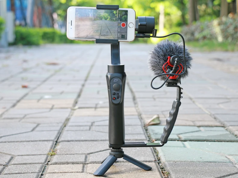 Ulanzi L микрофон Стенд с 2 Горячий башмак для Zhiyun Smooth Q стабилизатор/Feiyu Gimbal/Boya By-MM1 микрофон/видео светильник стенд/iPhone 7