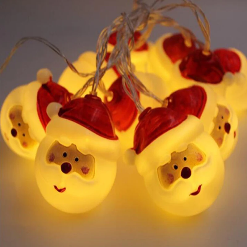 Light String Bulb Christmas Lights 10 Led Santa Claus Head 1.5M Battery Fairy Light Strings For Wedding Party Decoration  (13)
