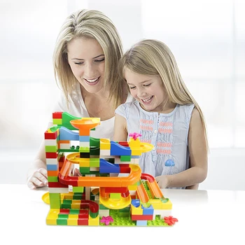 

Marble Race Run Maze Ball Track DIY Toy Kids Blocks Toy Building Structure Blocks Tunnel Slide Toy Bricks 108pcs/set &gt;