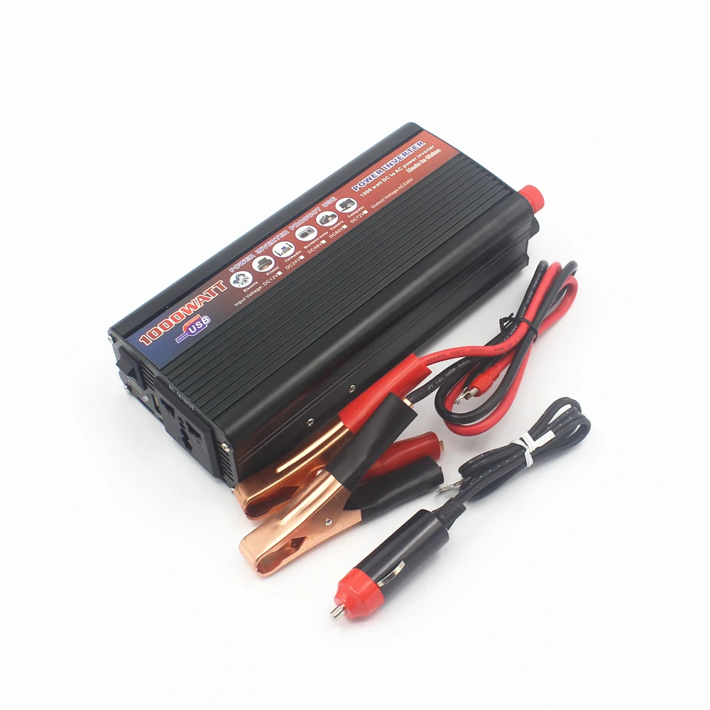 Car inverter 1000W DC 12v to AC 220 v vehicle power supply switch on