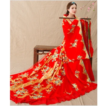 

Slap-up Tang Dynasty Queen Costume Noble Formal Fairy Clothing Big tailing Dress Female Chinese Ancient Hanfu Show Cosplay