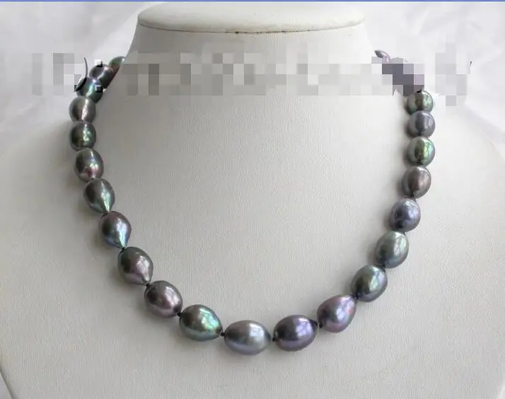 

Free shipping hot sale Women Bridal Wedding Jewelry >>super stunning big 12mm baroque black freshwater pearls necklace
