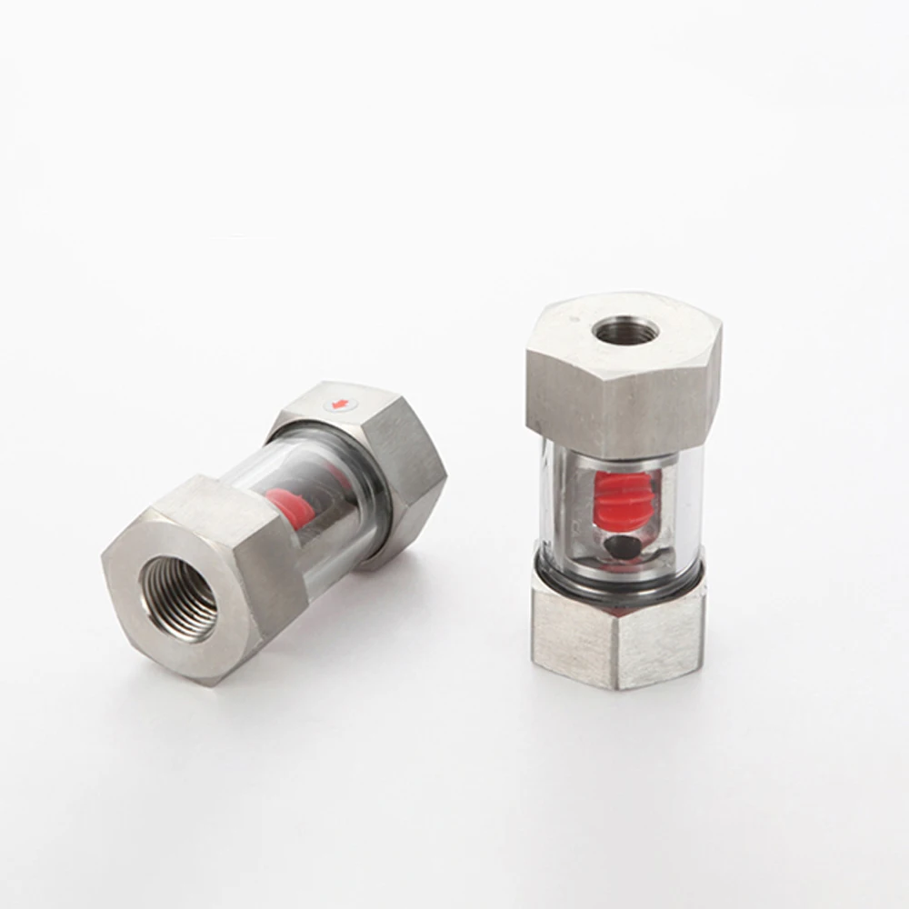 

1/4" 3/8" 1/2" 3/4" 1" BSPT Female In-Line SS304 Stainless Window Sight Flow Indicator With Impeller Hydraulic Oil Water