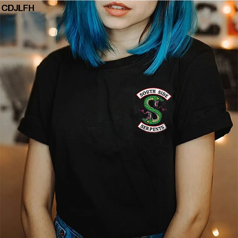 

Summer Riverdale T Shirt Women Plus Size Fashion Tee SouthSide Serpents Jughead Female TShirt Harajuku Streetwear Black T-shirt