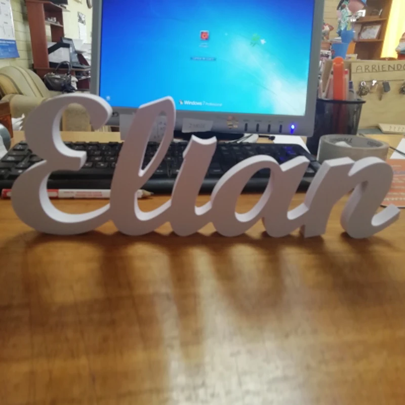 Cena Darmowa wysyłka drewniane stojące litery znak spersonalizowane surowe nazwy ślubne MDF duże 12.7cm wysokości