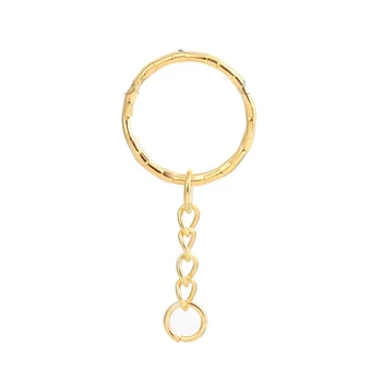 

DoreenBeads Iron Based Alloy Keychain & Keyring Circle Ring Gold Color Charms Jewelry DIY Components 53mm(2 1/8") x 5 PCs