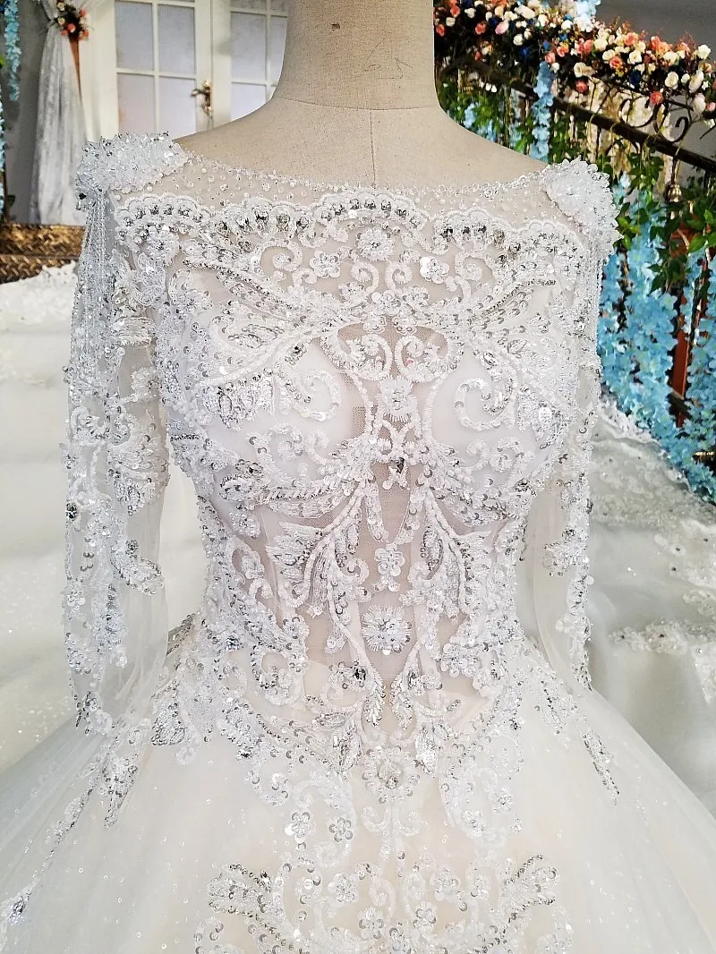 2018 Vestido De Noiva новые жемчужные расшитые блестками Элитные Свадебные платья без