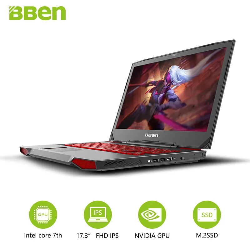 Игровой Компьютер BBEN G17 17 3 дюйма Windows 10 Intel I7 7700HQ 8 ОЗУ 128 Гб SSD ТБ HDD Nvidia GDDR5 6 ГБ FHD