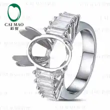 CaiMao Oval cut Semi Mount Ring Settings 1 25 ct Diamond 18k White Gold Gemstone Engagement