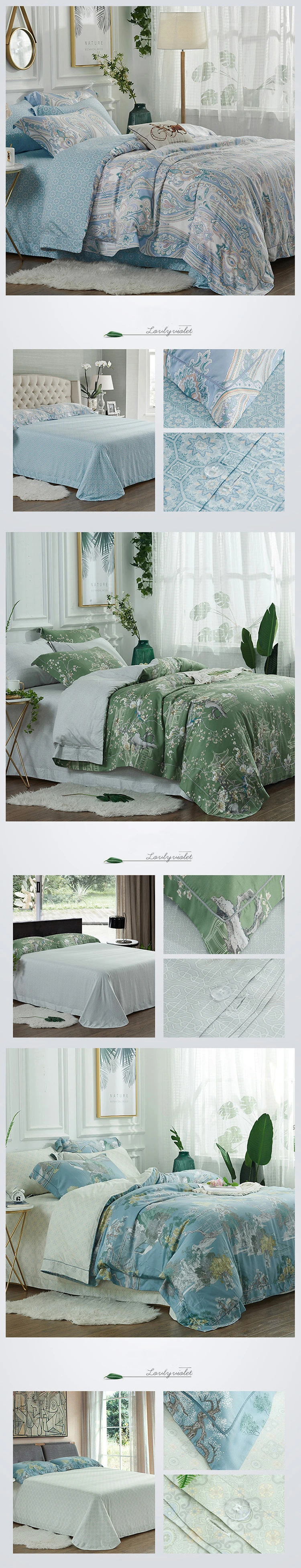 bedding set queen comforter sets tencel cotton duvet cover 4pcs palace Idyllic plant bed linen king size bed sheets home textiles 5